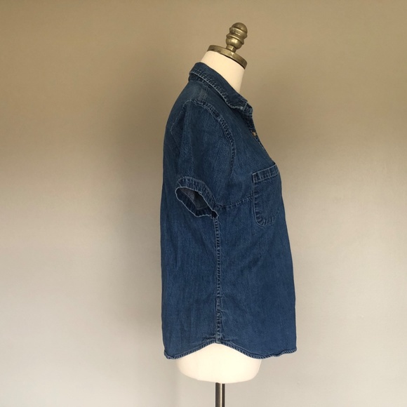 Eddie Bauer Small Petite Blue Jen Shirt Button Down Short Sleeves - Picture 6 of 10